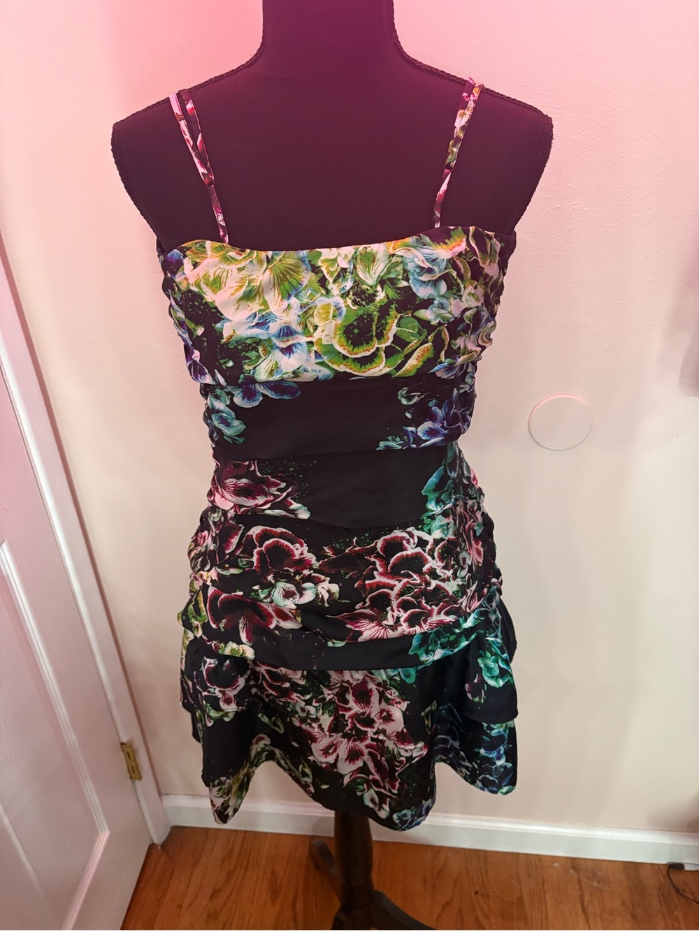 Twelfth Street by Cynthia Vincent Silk Black Floral Slip Dress
